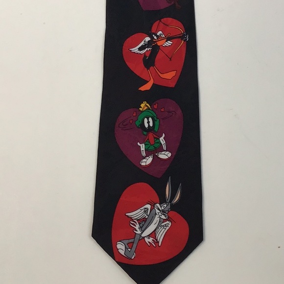Looney Tunes Heart Cupid Angel Wings Arrow Love Red Hearts Cartoon Character Tie - Picture 2 of 13